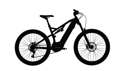 Silhouette of a modern mountain bike with detailed frame and wheel design