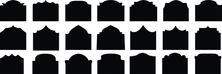 Set of islamic shape illustration design.  Arabic door and window vector silhouette. Traditional islamic window shapes in oriental style. 