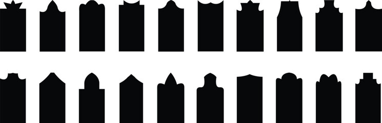 Set of islamic shape illustration design.  Arabic door and window vector silhouette. Traditional islamic window shapes in oriental style. 