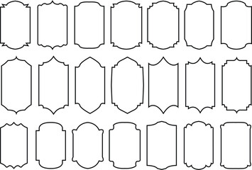 Black  ramadan frames, mosque arches, moroccan arabic border or door. Arab arch door line set. Islamic window or gate.