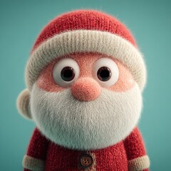 Cute santa claus doll looking friendly wearing knitted outfit
