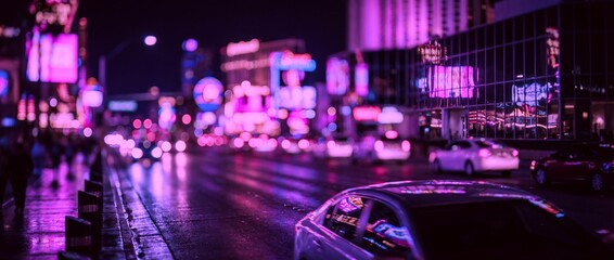 Bright lights and busy streets on a city night