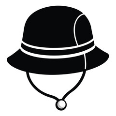 bucket hat with chin strap black and white silhouette