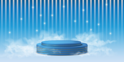 Premium shining background with spotlight podium.