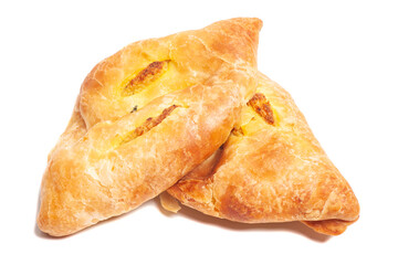 Pie with potato (pirozhki) isolated on white. Homemade baking