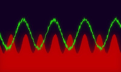 Digital Sound Wave Display Abstract Visualization Red Green Signal Graph