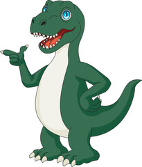 Cartoon Dinosaur Doodle Art Green Dinosaur Vector