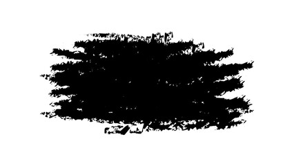 Realistic black hand-drawn abstract grunge paint brush stroke of paint splash. Grunge texture ink brush effect on transparent background. Vector illustration.