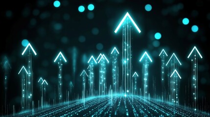 Abstract Digital Background with Glowing Arrows, Representing Innovation and Technological Progress