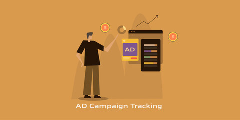 Corporate analyst monitor diverse digital ads, budget distribution across top performing AD set.