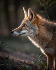Obraz premium Portrait of a red fox in a forest setting