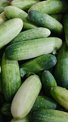 Green cucumbers at the traditional market.