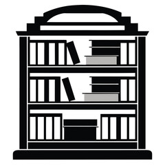 bookself black and white silhouette on white background