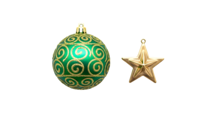 Festive easter egg and star ornament isolated on transparent background
