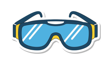 Blue Goggles With Yellow And Dark Blue Accents On A Transparent Background