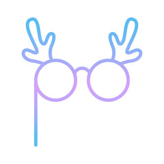 Fototapeta premium Christmas reindeer antlers glasses gradient icon – festive photo booth props for holiday party design, cards, web, print and New Year projects