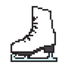 Fototapeta premium Ice skate pixel icon – winter vector illustration