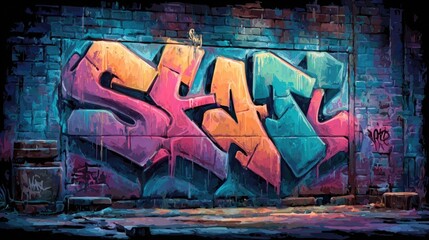 Neon graffiti art for urban projects combining glowing spray paint effects, vibrant colors, futuristic style perfect for digital murals, NFT collections, and street art.