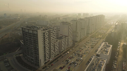City housing estate with multistorey apartments