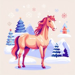 horse and christmas tree