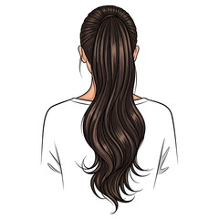 Naklejka premium Vector Illustration of Woman Hair Design in Realistic Style with Long Wavy Brown Hair