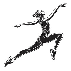 Fototapeta premium Silhouette of a woman and girl jumping in dance and sports action