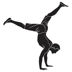 Fototapeta premium Silhouettes of people dancing doing yoga and jumping in athletic action
