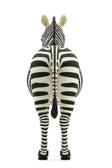 Naklejka premium Realistic zebra back view on white background