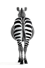 Naklejka premium Close-up of a realistic zebra's backside against a white background