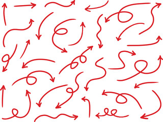 Hand drawn doodle red arrow illustration
