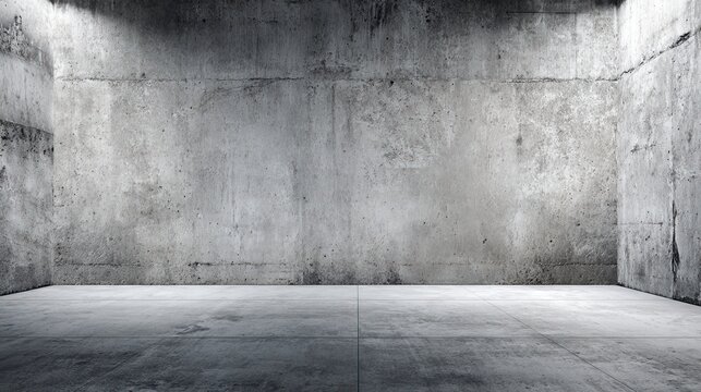Grungy concrete room, industrial interior background, raw texture, urban decay, minimalist architectural space, empty studio backdrop