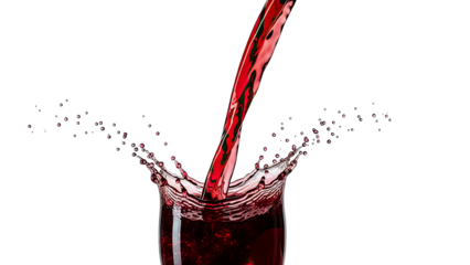 Red Wine Pouring, Splash, Glass on White