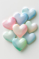 Fototapeta premium Soft Pastel Watercolor Hearts