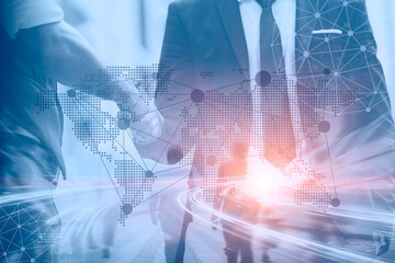 Business people contact with worldwide high speed connection with advance technology digital concept