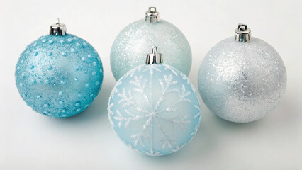 Christmas decorate with elegant blue and silver ornament ball featuring glitter and snowflake pattern for festive holiday atmosphere