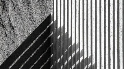 Monochromatic shadows on rough and ribbed architectural wall texture.
