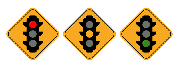 Traffic Light Warning Sign Set – Red, Yellow and Green Indicators