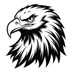 american eagle head black and white silhouette on white background