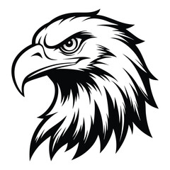 american eagle head black and white silhouette on white background