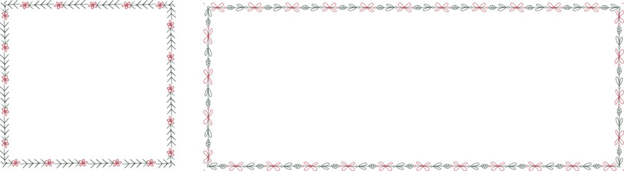 Cute Christmas Decorative Borders. Holiday Greeting Card Frames.