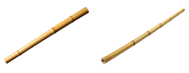 Single Bamboo Khonti Stick, Straight View, Isolated on Transparent Background