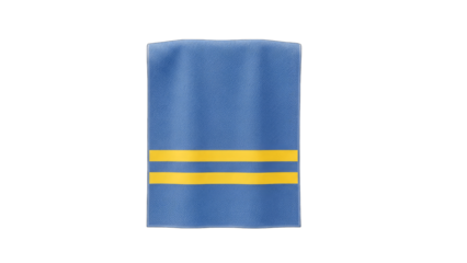 Blue Towel with Yellow Stripes Isolated on White