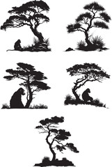 Monkey Puzzle Tree silhouette vector illustration