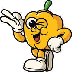 Cartoon Yellow Bell Pepper Winking Illustration