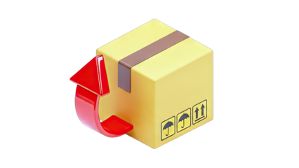 Box Returns: Red Arrow Indicates Package Return