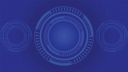 Blue futuristic tech background featuring digital circular interface elements modern hologram effects and glowing details ideal for technology projects presentations covers and digital branding