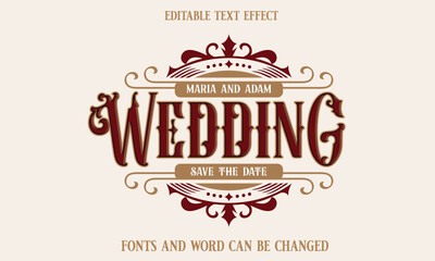 Obraz premium Wedding vintage editable text effect, Victorian text style