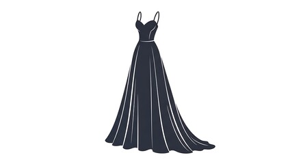 Elegant Black Ball Gown with Train.