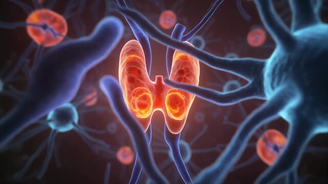 Animated zoom into osmoreceptor neurons and hypothalamus