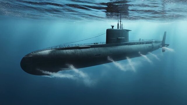 A military submarine during an operation.